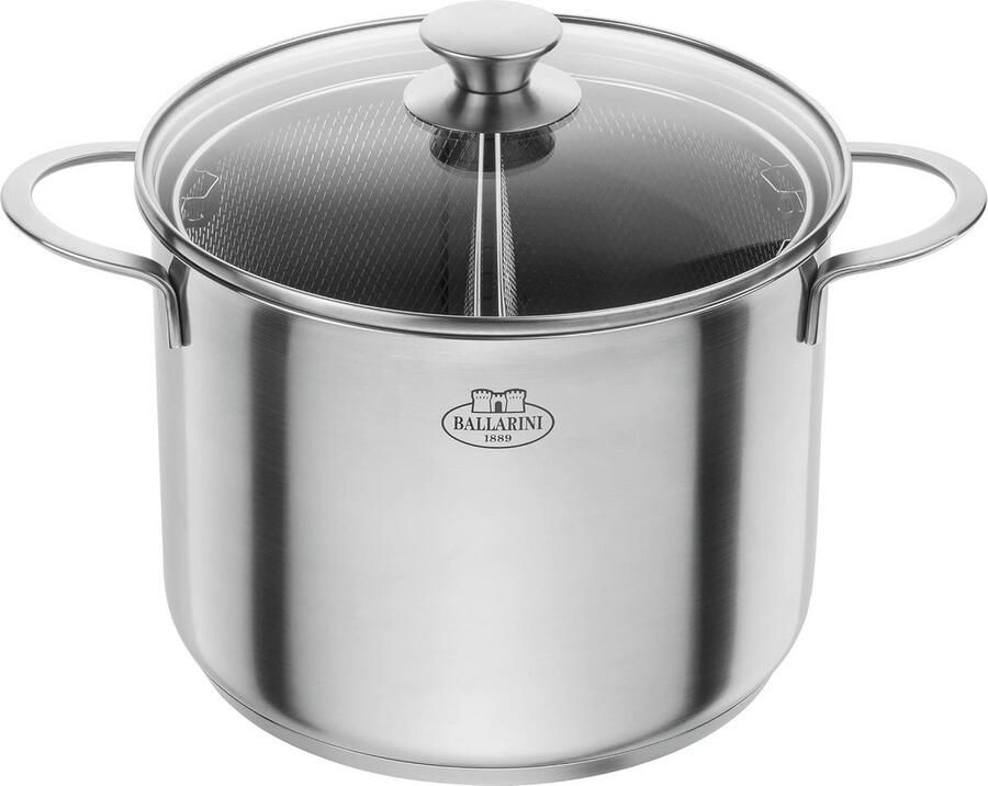 Pastapan Roestvrij Staal Kookpan Diep Pasta Koken Inductie Compatibel 24 cm 8 liter Zilverkleurig