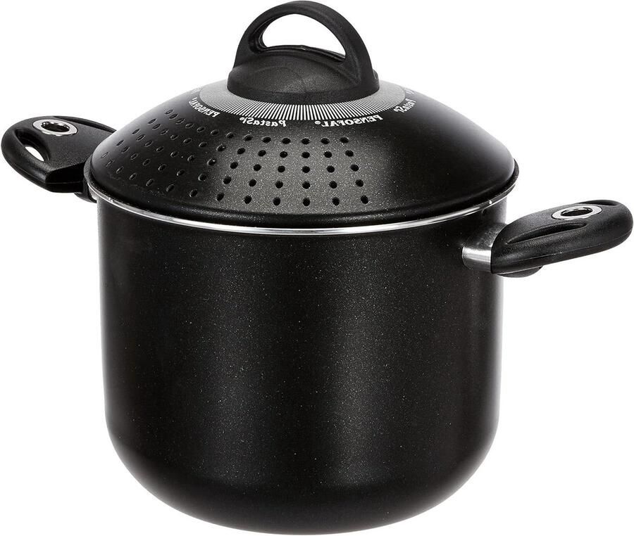 Pastapot Kookpan Pasta Koken Met Zeefdeksel 5 Liter Zwart