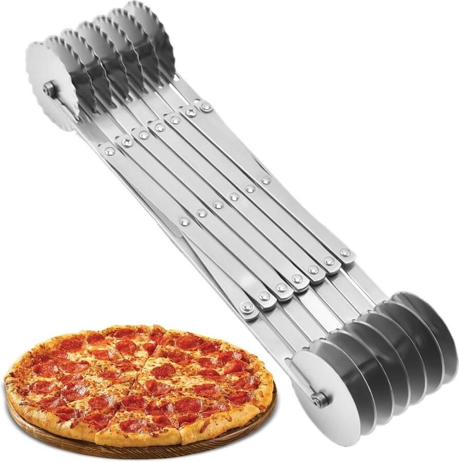 Pastasnijder Wiel Deegsnijder Pizzasnijder Snijden van Deeg Verstelbare Snijbreedtes 433 x 88 cm Zilverkleurig