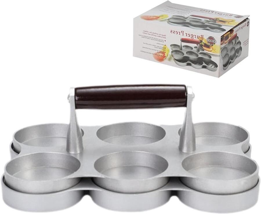 Pasteien Maker Burger Pers Keuken Gebruik 6 Pasteien Tegelijk 23 cm Diameter Zilver