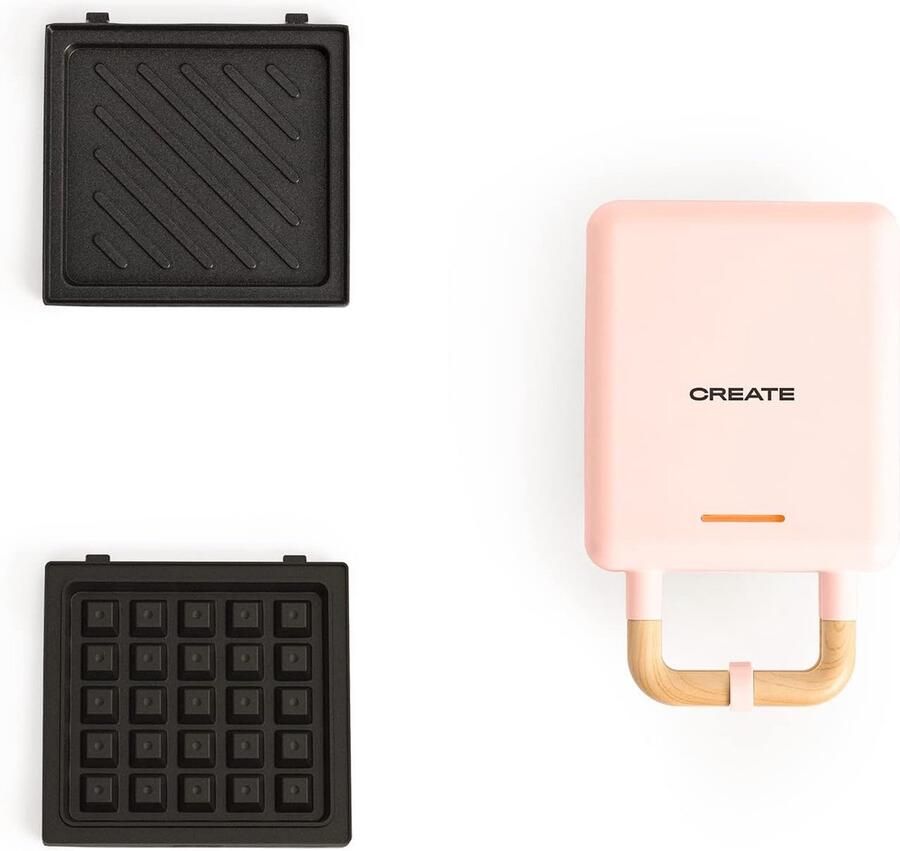 Pastelroze 2-in-1 Sandwichmaker en Wafelijzer Antiaanbak Automatische Uitschakeling Compact Ontwerp