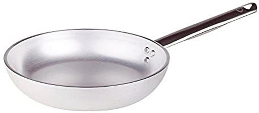 Pentole Agnelli Aluminium professionele stralende koekenpan 5 mm dik met stalen buishandgreep diameter 36 cm zilver