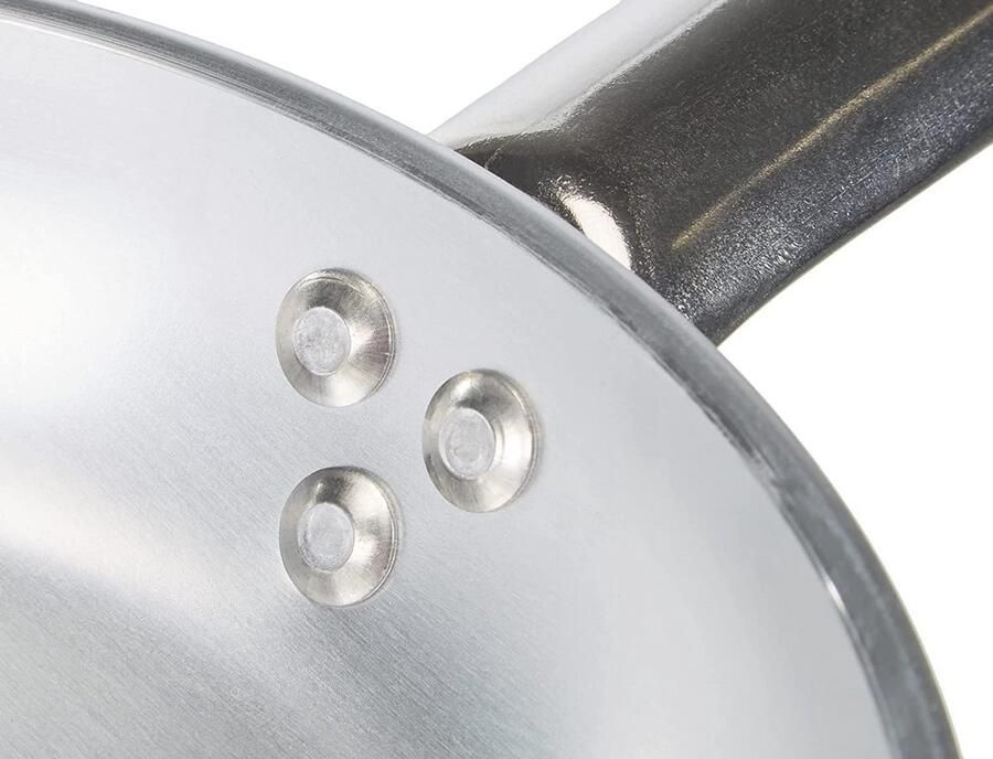 Pentole Agnelli Aluminium professionele stralende koekenpan 5 mm dik met stalen buishandgreep diameter 36 cm zilver