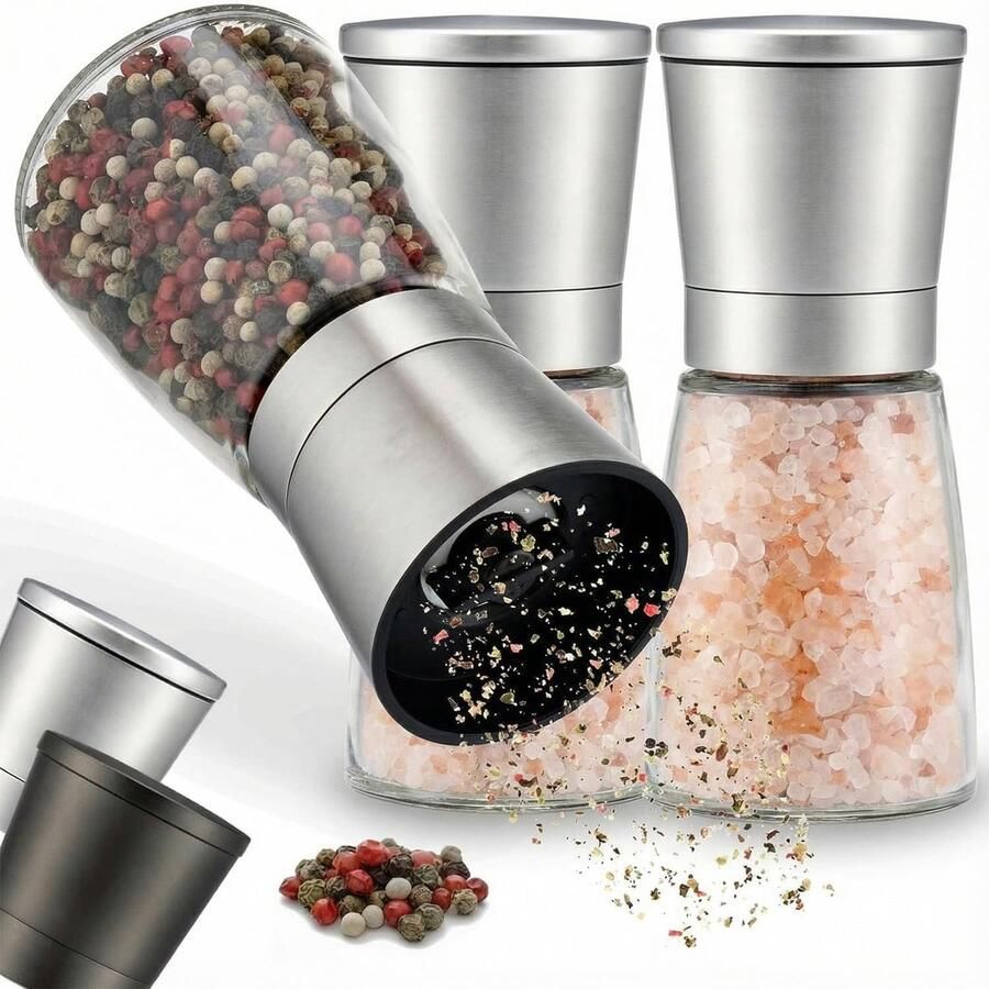 Peper- en zoutmolen zout- en peperstrooier met verstelbaar keramisch mechanisme (3 x 180 ml) Kruidenmolens voor keuken thuis en restaurant [No Spice Content]