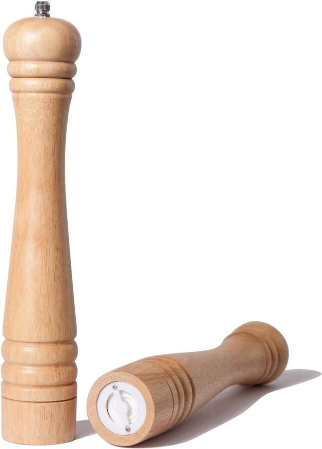 Pepermolen en Zoutmolen Harde & Verstelbare Keramische Molen Rubber hout 30 cm Hoogte