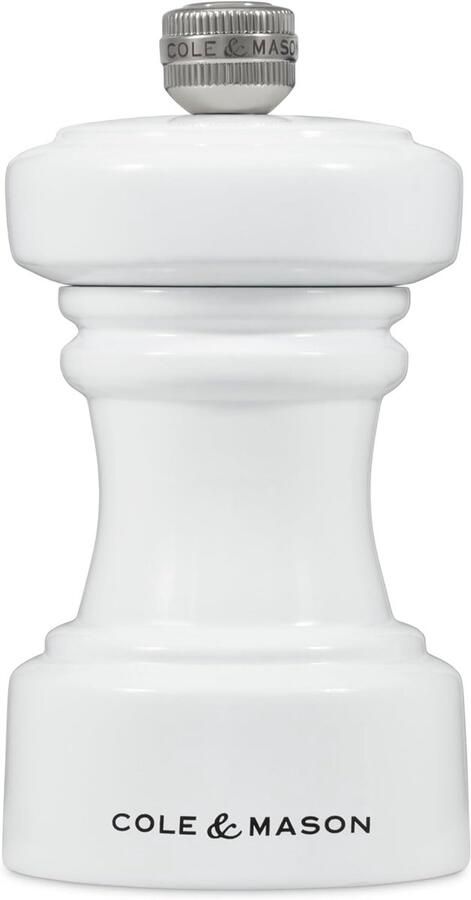 Pepermolens zwarte pepermolen voor tafel navulbare peperkorrels keuken- en woonaccessoire pepermolen met koolstofstaalmechanisme 10 cm wit glans