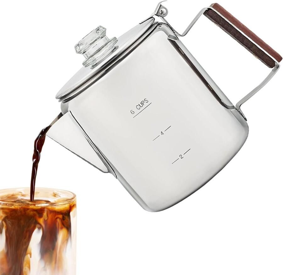 Percolator Koffiepot Koffiezetapparaat Buiten Koken Compact Vintage 6 Bekers Roestvrij Staal