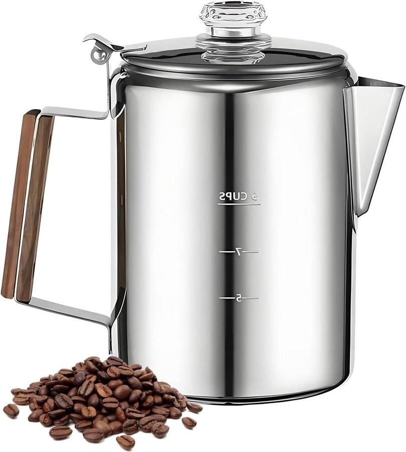 Percolator Koffiepot Koffiezetapparaat Camping Koffie Zetten Buiten Roestvrij Staal 9 Kopjes Multicolor