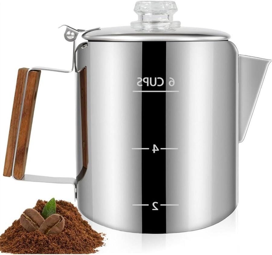 Percolator Koffiepot Koffiezetapparaat Kampvuur Koffie Zetten Roestvrij Staal 304 805 Gram Zilver
