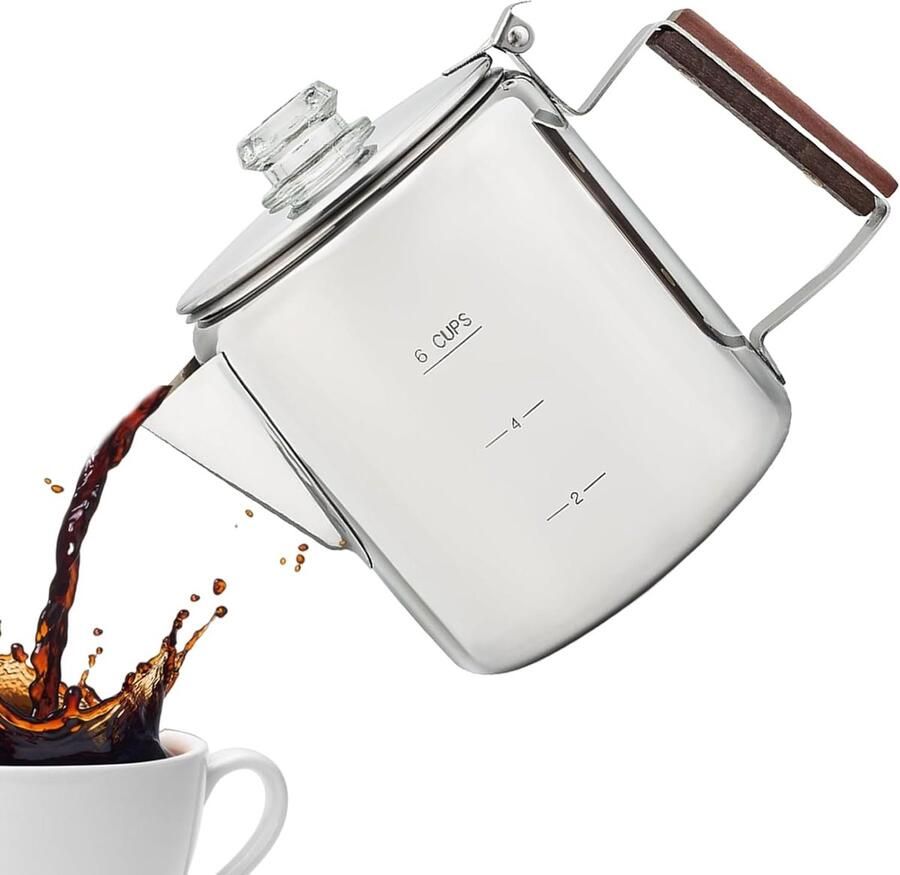 Percolator Koffiepot Koffiezetapparaat Koffie Bereiden Roestvrij Staal 6 of 9 Kopjes Meerkleurig