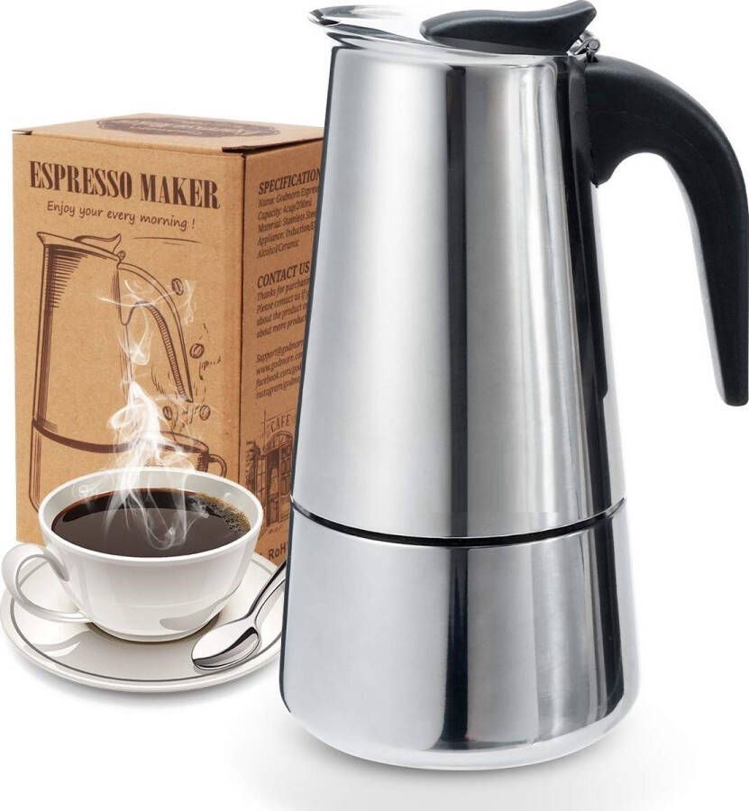 Percolators Koffie moka pot Espresso Maker Koffiezetapparaat voor 4 6 10 Kopjes Kookplaat Koffiezetapparaat Geschikt voor Inductie Fornuizen 450ml