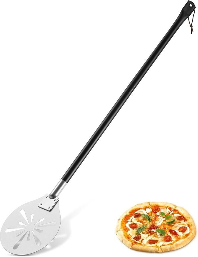Perforated Pizza Schep 17.8 cm RVS Rond Met Afneembare Lange Handgreep voor Thuis Pizza Brood en Taart Makkelijk Schoon te Maken