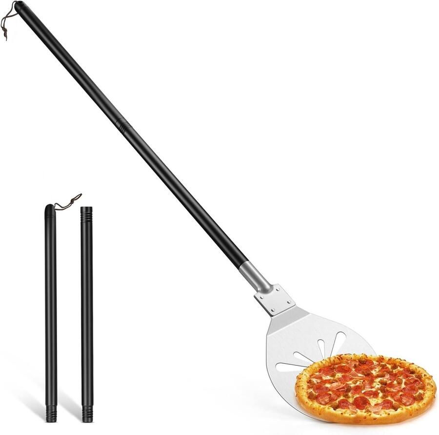 Perforated Pizza Schep van RVS met Afneembare Handgreep voor Pizza Brood en Taart 20.3 x 28.2 x 110 cm Makkelijk Schoon te Maken en Duurzaam