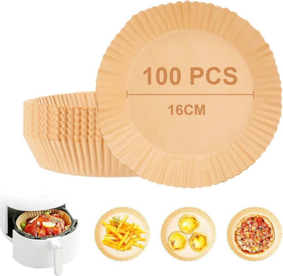 Perkamentpapier voor heteluchtfriteuse 100 stuks anti-aanbaklaag wegwerp liner airfryer accessoires oven en grill 20 cm
