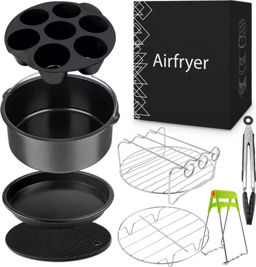 Perow Accessoires voor heteluchtfriteuse Airfryer Accessoires Geschikt voor XL en XXL Complete Set ø 20 cm