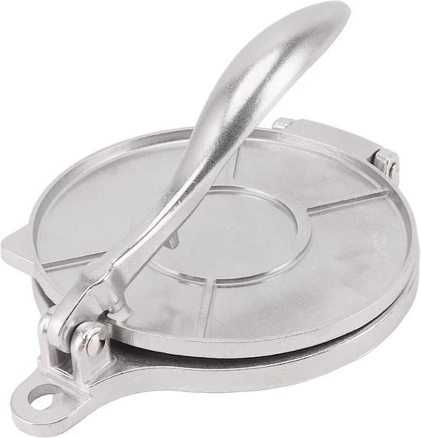 Pers voor tortilla s Apparaat om pizzadeeg te maken Bereiding van traditioneel gebak Handmatige aluminium uitvoering 16 cm Zilverkleurig