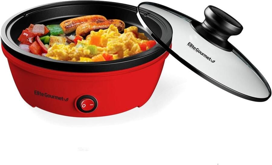 Persoonlijke elektrische braadpan 650 W met antiaanbaklaag en deksel van gehard glas