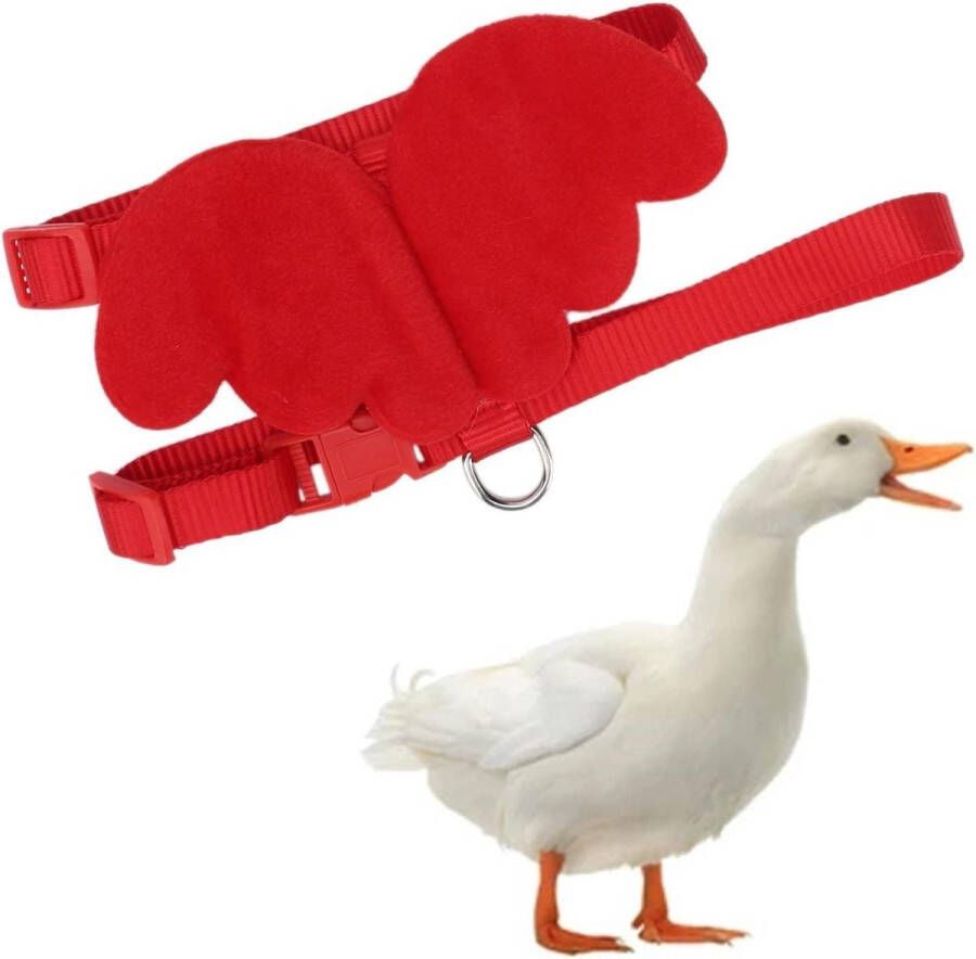Pet Adjustable Traction Rope Borstband Walking Harness Traning Leash voor Duck Chicken Goose(M-Rood)