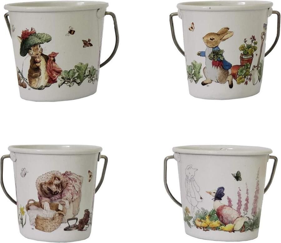 Peter Konijn Eierdopjes Ei Cup Set Ontbijt Serveren Miniatuur Emmer Ontwerp 4 stuks Meerkleurig