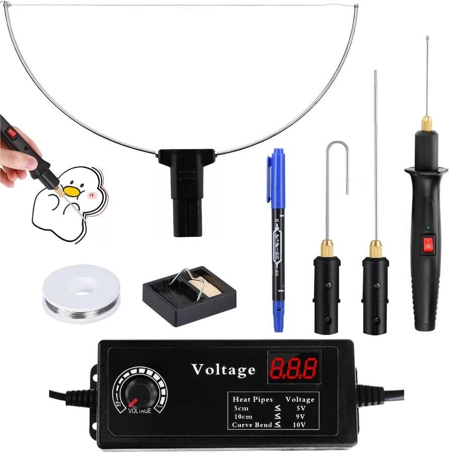 Piepschuimsnijder Set Hittedraad Snijder Modelbouw Hobby Digitale Temperatuurregelaar 12 cm Zwart