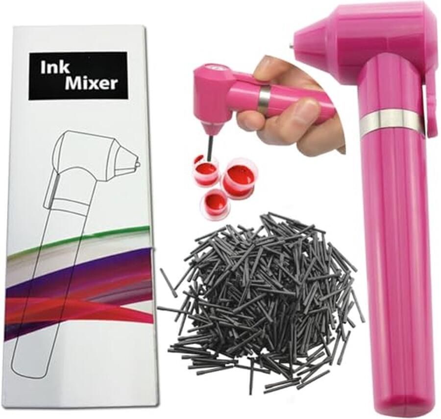 Pigmentmixer voor tattoo-inkt met 100 wegwerp mixersticks Roze