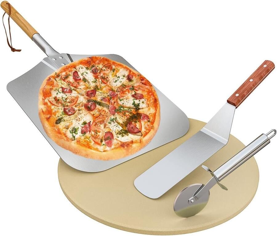 Pizza Accessoires Set Bakgerei Keuken Oven en Grill Hittebestendige Steen 38x38x2 cm