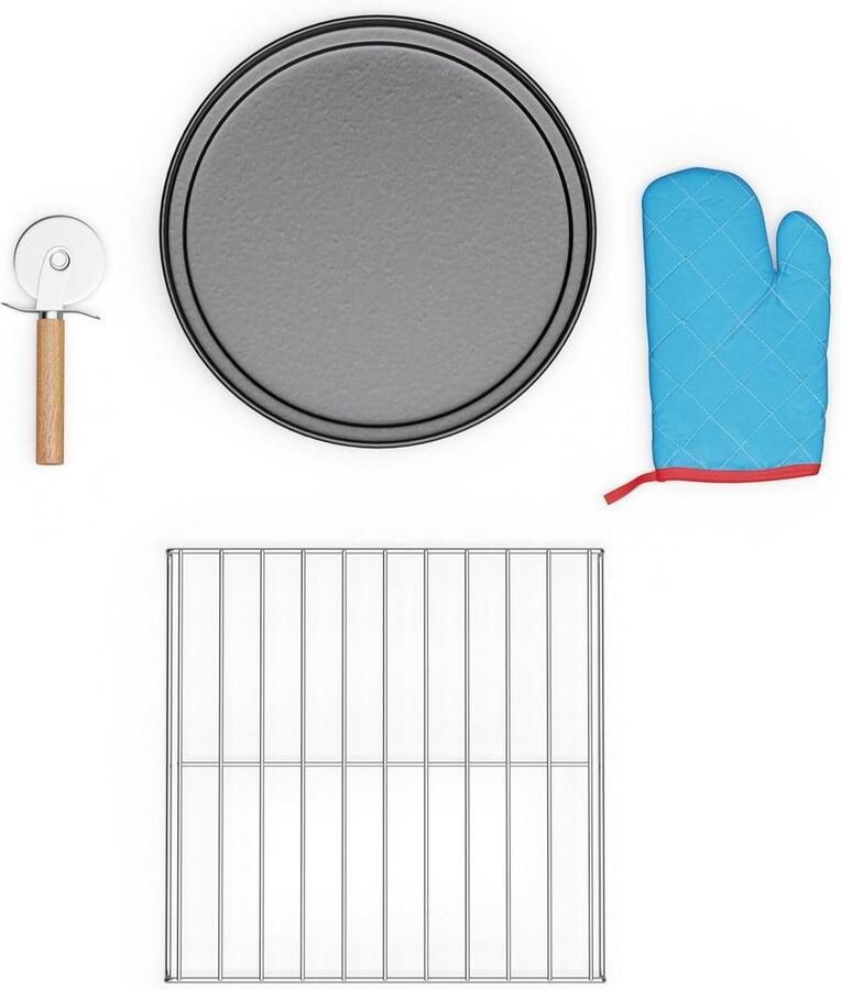 Pizza Accessoires Set Pizzaschep Hittebestendige Handschoen Pizzapan & Standaard voor Thuisgebruik