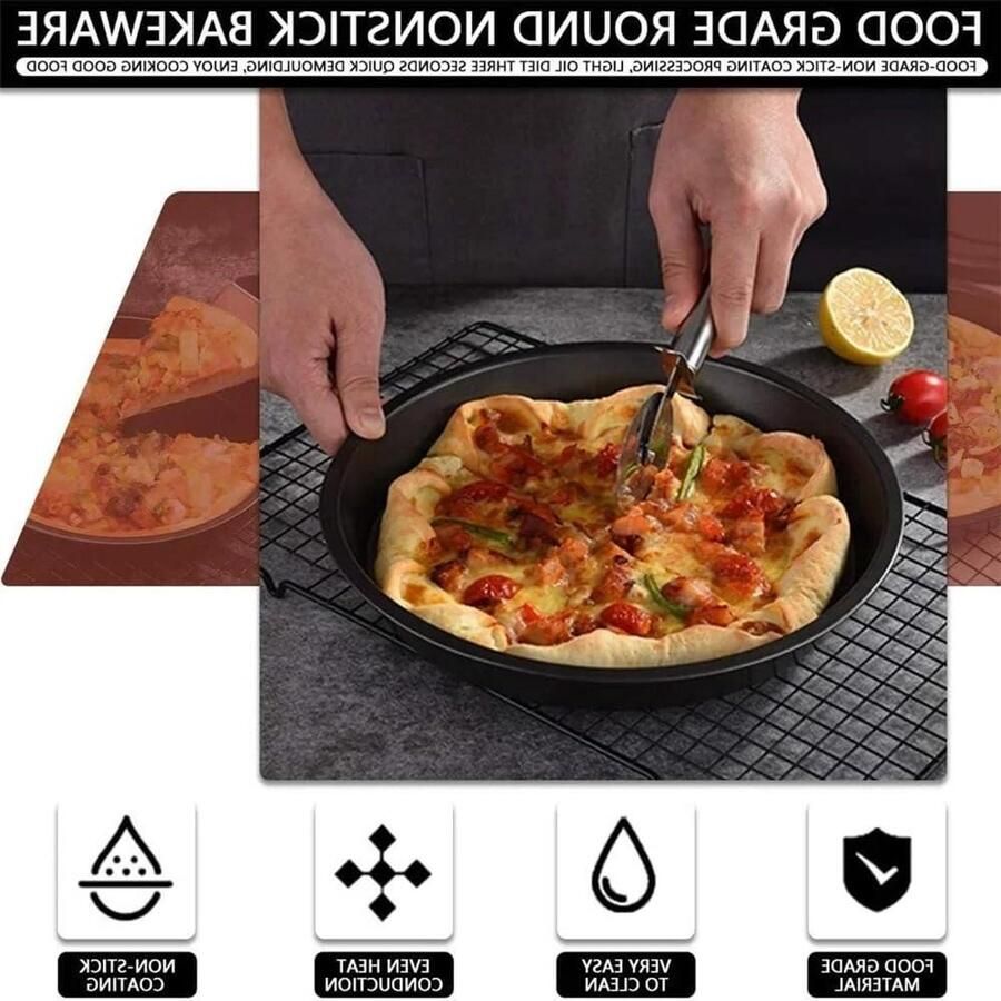 Pizza Bakplaat Bakvorm Rond Pizza Bakken Perforatie Ontwerp 20 cm Zwart