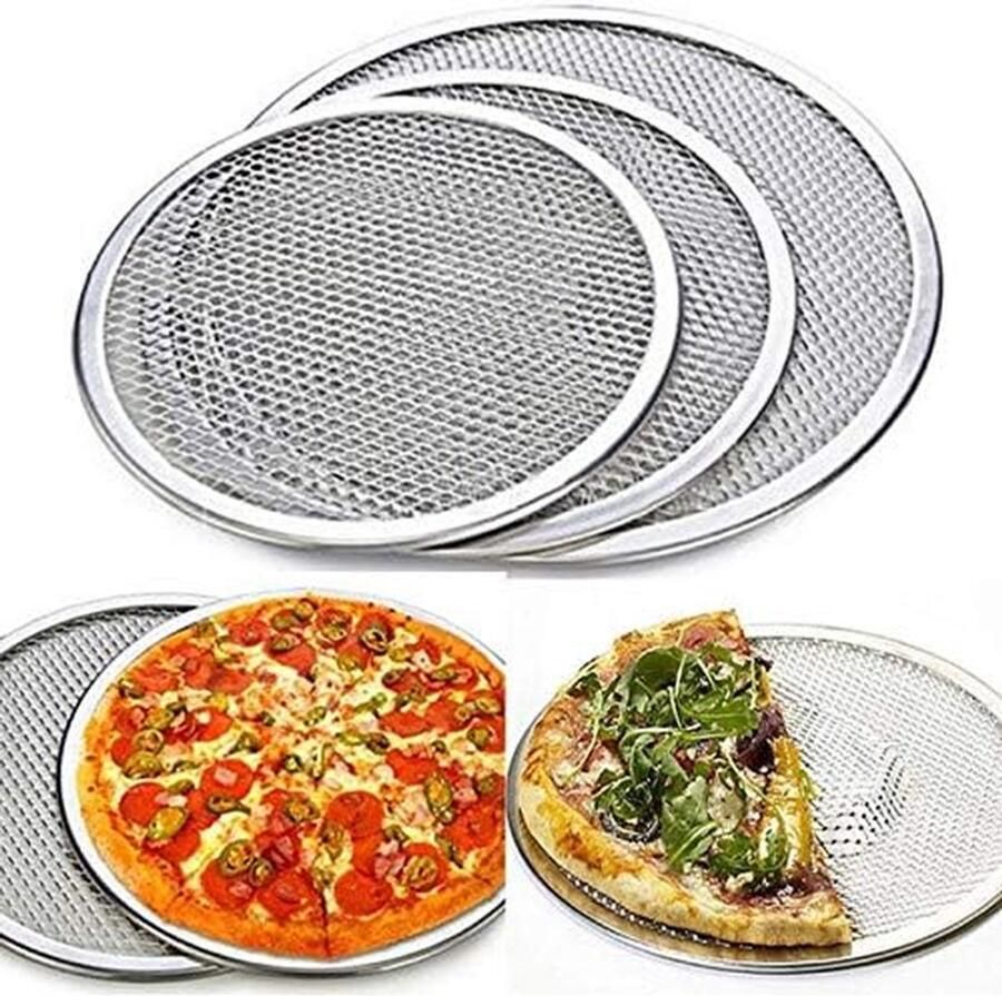 Pizza Bakplaat Bakrooster Pizzapan Crispy Bodem Bakken Perforatie Ventilatie 20 cm Zilverkleurig