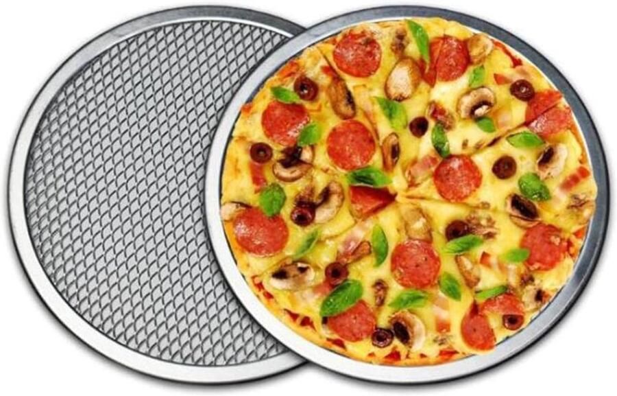 Pizza Bakplaat Oven Gelijkmatig Bakken Aluminium Mesh 30 cm Zilver