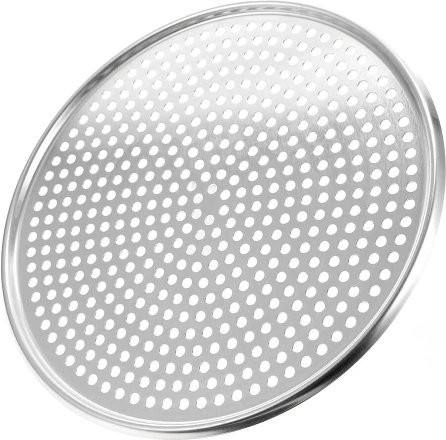 Pizza Bakplaat Pizza Pan Koekjes Bakplaat Zelf Pizza Bakken Geperforeerd Ontwerp 27 cm Zilver