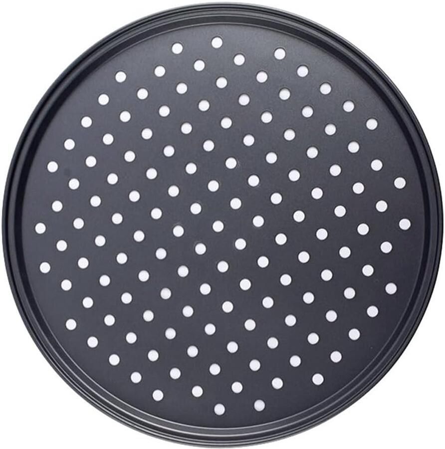 Pizza Bakplaat Pizza Pan Oven Pizza Bakken Antikleef Gaten 25cm Rond Zwart