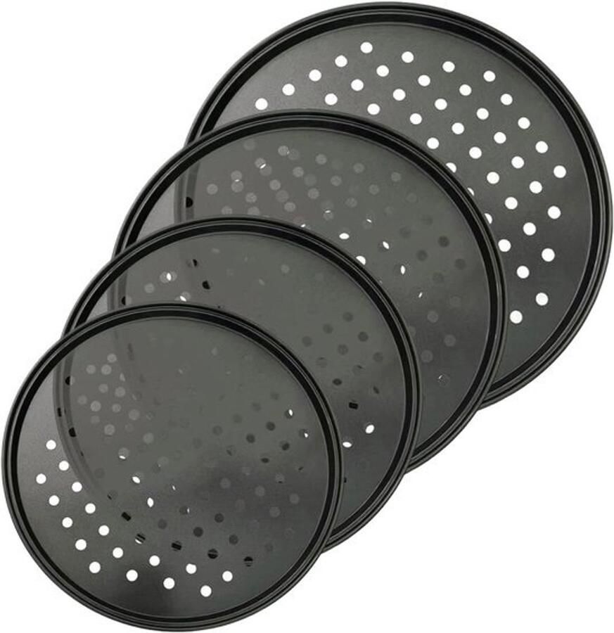 Pizza Bakplaat Pizzaschaal Oven Thuis Pizza Bakken Antiaanbaklaag Gaatjes 32 cm Zwart