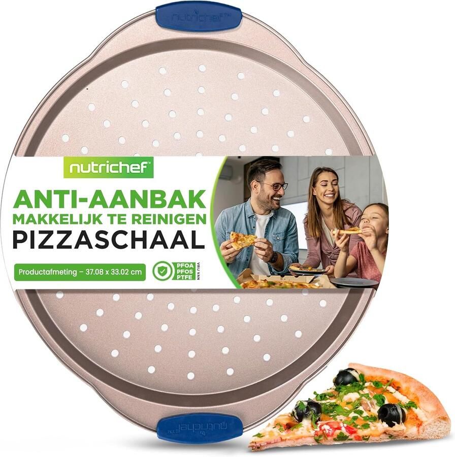 Pizza Bakplaat Pizzavorm Ronde Pan Pizza Bakken Geperforeerd Carbon Staal 33 cm Goud