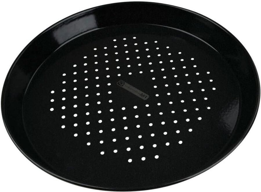 Pizza Bakplaat Ronde Pizzavorm Crispy Pizza Bakken Perforated voor Luchtcirculatie Ø 32 cm Zwart