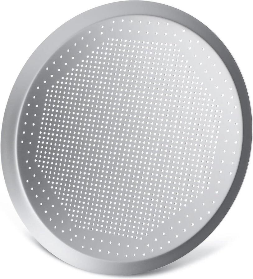 Pizza Bakplaat Ronde Tray Knapperige Pizza Geperforeerd Ontwerp 36 cm Zilver