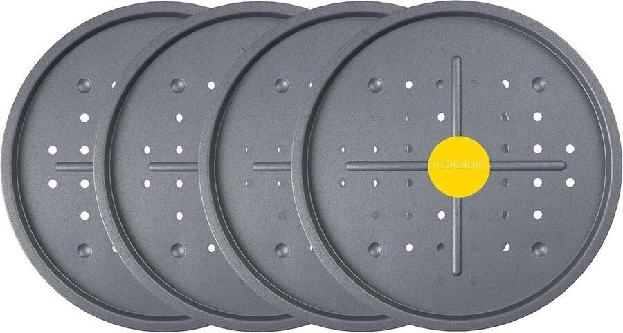 Pizza Bakplaat Set Bakplaat met gaten Knapperige bodems bakken Geperforeerde bodem 4 stuks 33.5 cm Zwart