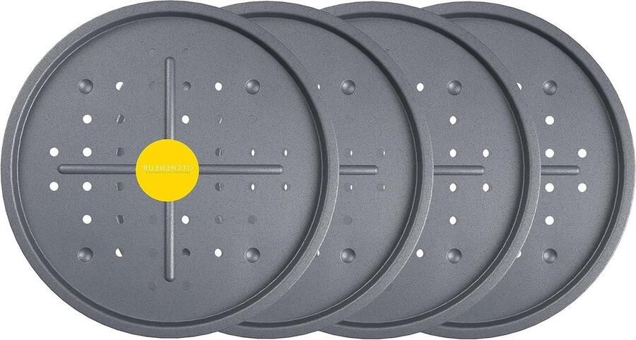 Pizza Bakplaat Set Pizzaplaten Bakvorm Oven Gebruik Geperforeerde Basis 335 cm Diameter Zwart
