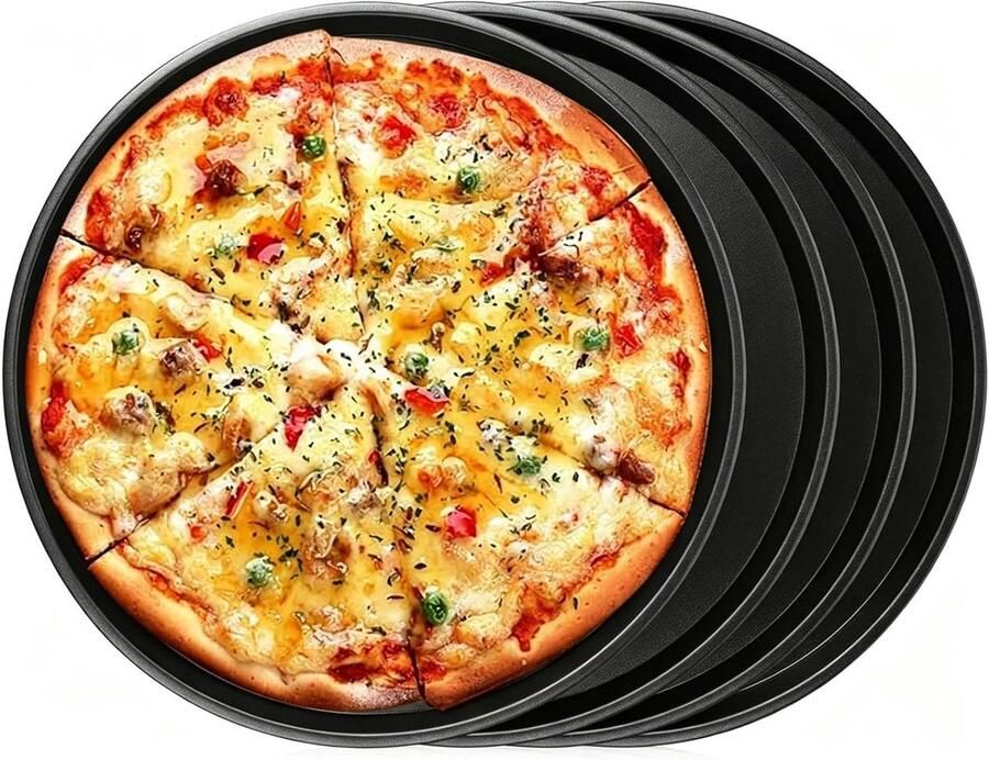 Pizza Bakplaat Set Ronde Pizzavorm Pizza Bakken Antiaanbaklaag 29 cm Zwart