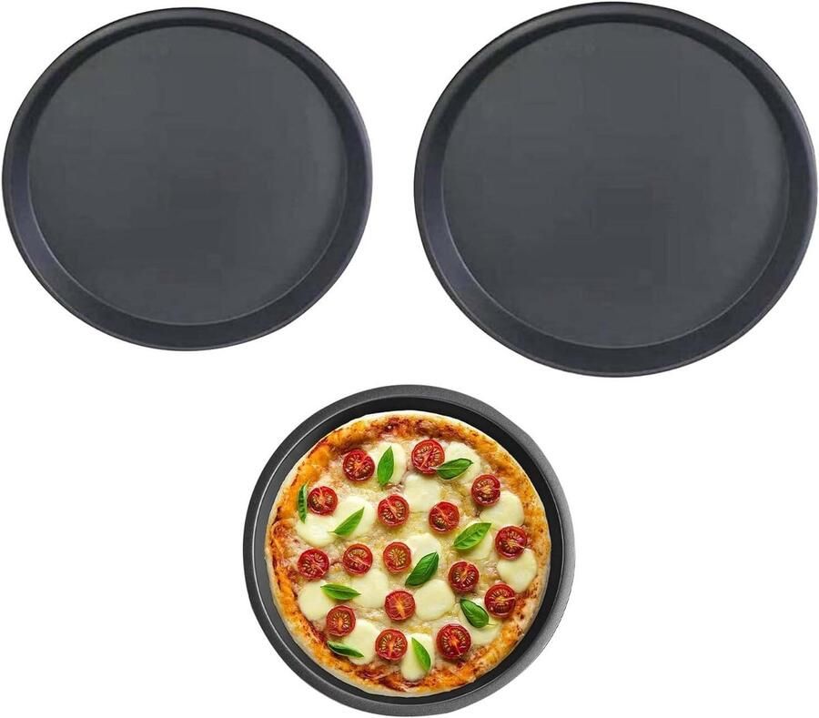 Ronde Pizzaplaat Bakplaat Pizza Thuis Bakken Anti-aanbaklaag 33 cm Zwart