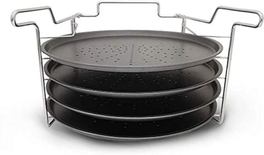 Pizza bakrek Oven rooster Meerdere pizza's bakken 4 niveaus antiaanbaklaag 29 cm diameter Zilver
