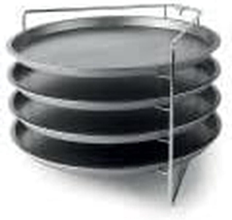 Pizza Bakset Bakplaten en Standaard Meerdere Pizza's Bakken Opvouwbare Chrome Standaard 4 Bakplaten Zilver