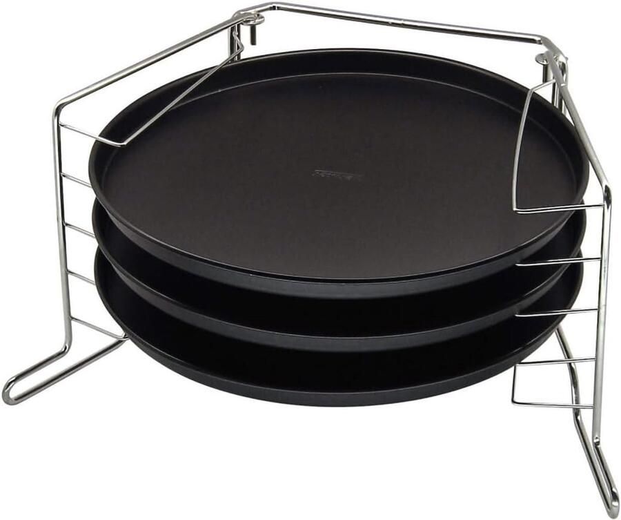 Pizza Bakset Bakplaten Set Zelf Pizza Bakken Anti-aanbaklaag 3 stuks Ø 29 cm Zwart