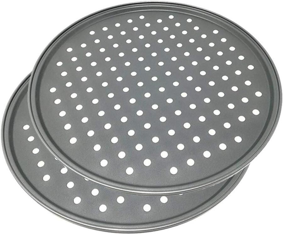 Pizza Bakvorm Pizzavorm Set Zelf Pizza Bakken Met Gaten 2 stuks 32 cm Zwart