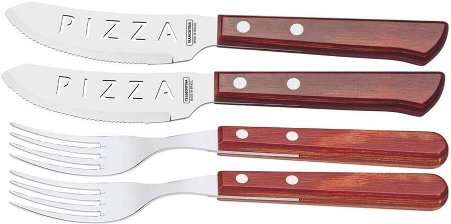 Pizza Bestekset 4 Delig Rood Ideaal Voor Serveren en Snijden