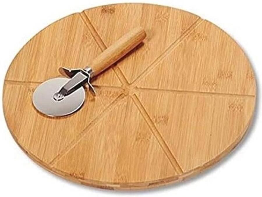 Pizza bord en pizzasnijder van FSC-gecertificeerd bamboe Ø 32 cm