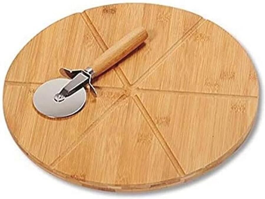 Pizza bord en pizzasnijder van FSC-gecertificeerd bamboe Ø 32 cm