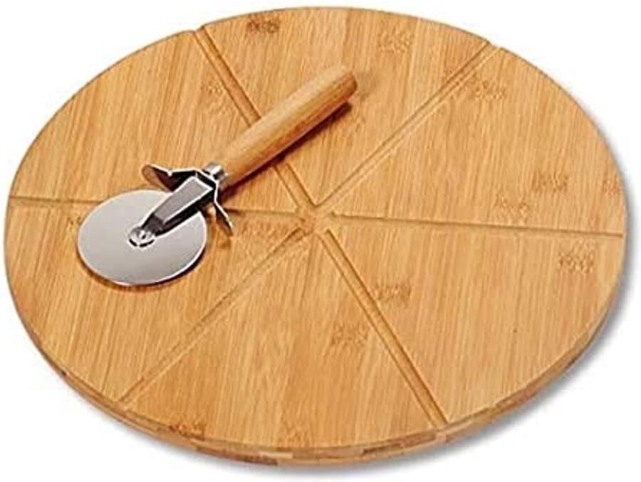 Pizza bord en pizzasnijder van FSC-gecertificeerd bamboe Ø 32 cm