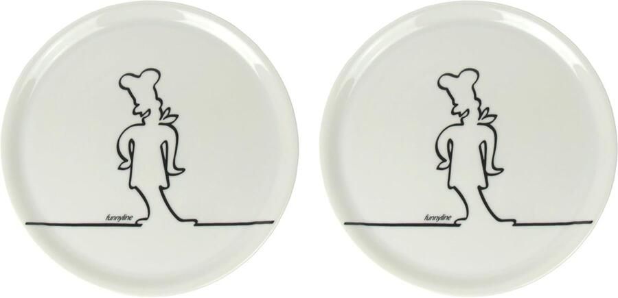 Pizza Borden Diner Borden Gezellige Avonden Vrolijk Kookmotief Ø31cm Set van 2 Wit