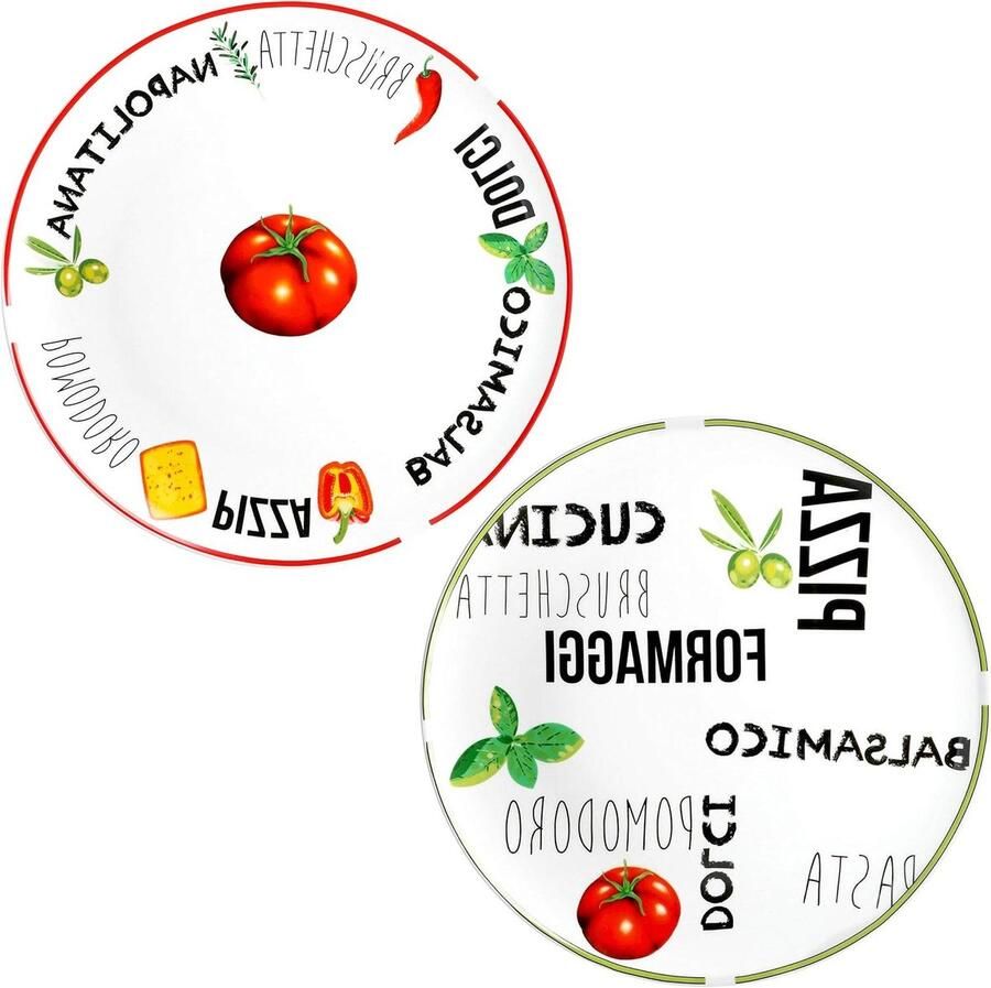 Pizza Borden Dinerschotels Serveerschalen Italiaans Diner Handgemaakt Uniek Design 31 cm Diameter Wit